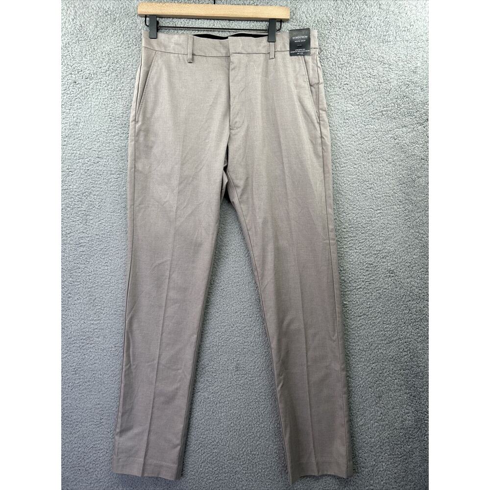 NORDSTROM Pants Mens 32 x 32 Gray Taupe Cotton Athletic Fit Non Iron Flat Front